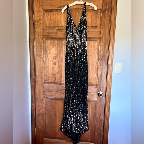 Black and Silver Sequin Prom Dress - Picture 1 of 2
